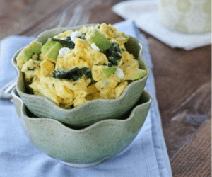 Avocado, Spinach, and Chèvre Scramble