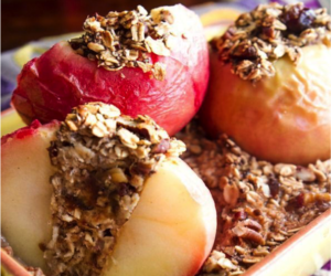 Baked Apples Stuffed with Cinnamon Date Pecans