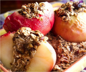 Baked Apples Stuffed with Cinnamon Date Pecans