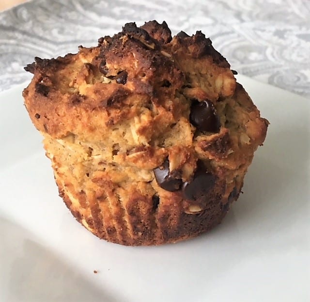 Vegan Apple Oat Protein Muffins with Chocolate Chips